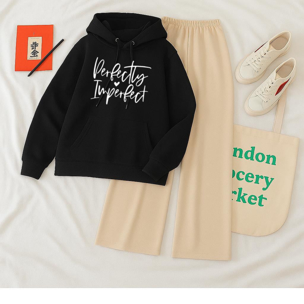 Perfectly imperfect black hoodie Beige Flapper Tracksuit