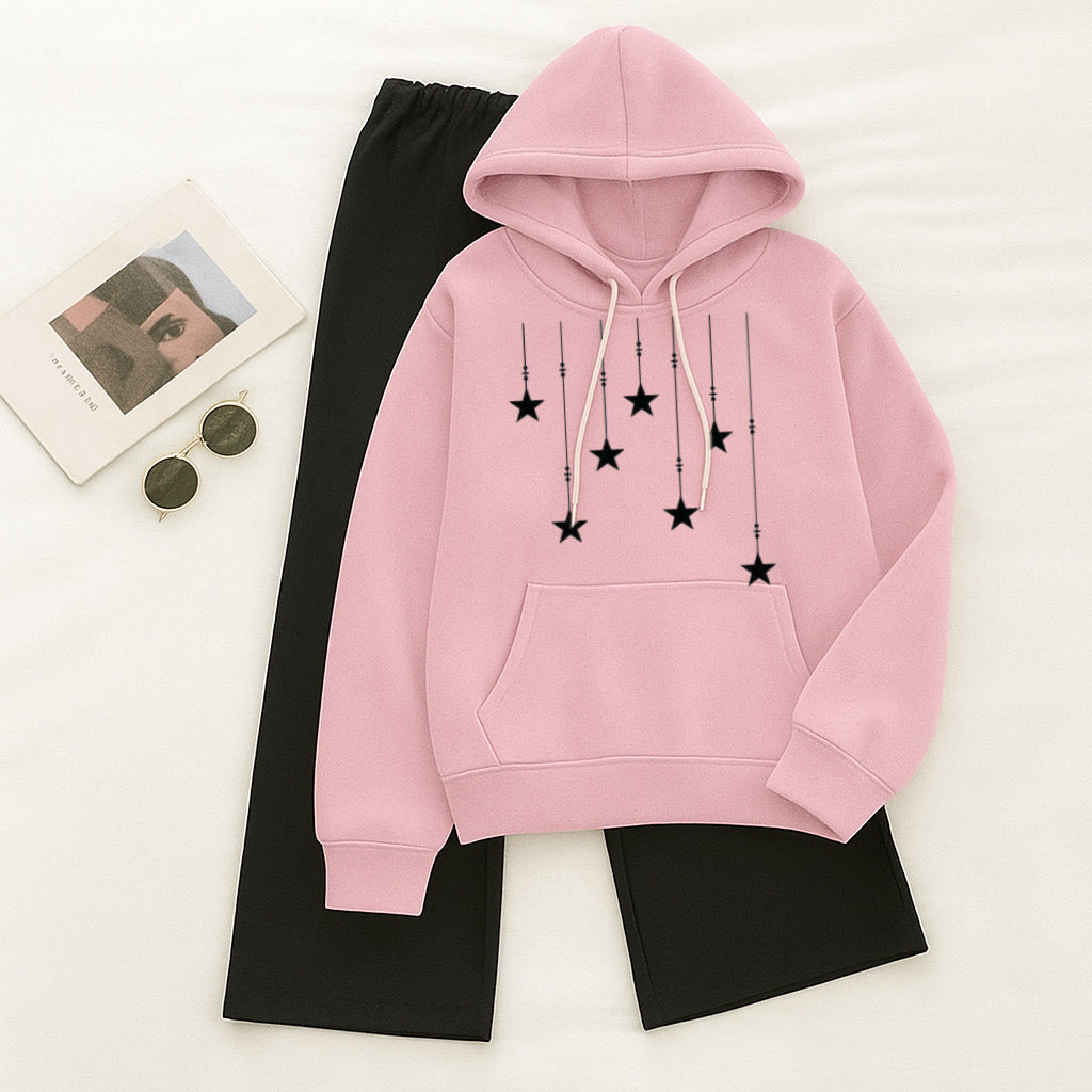 Stars pink Black Flapper Tracksuit