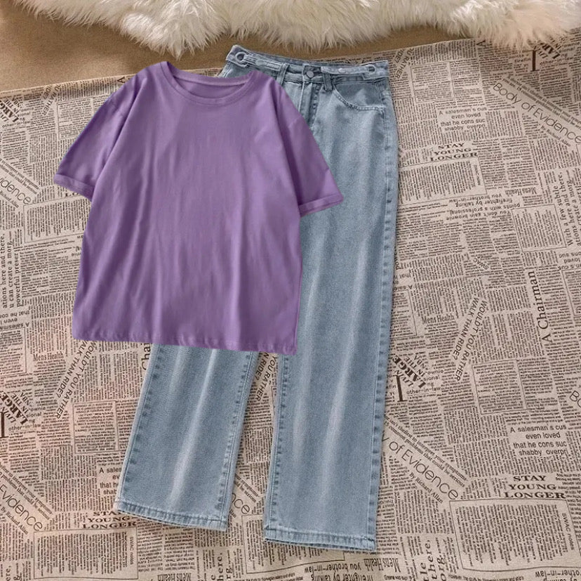 Combo wide leg jeans with Summer cool tshirt