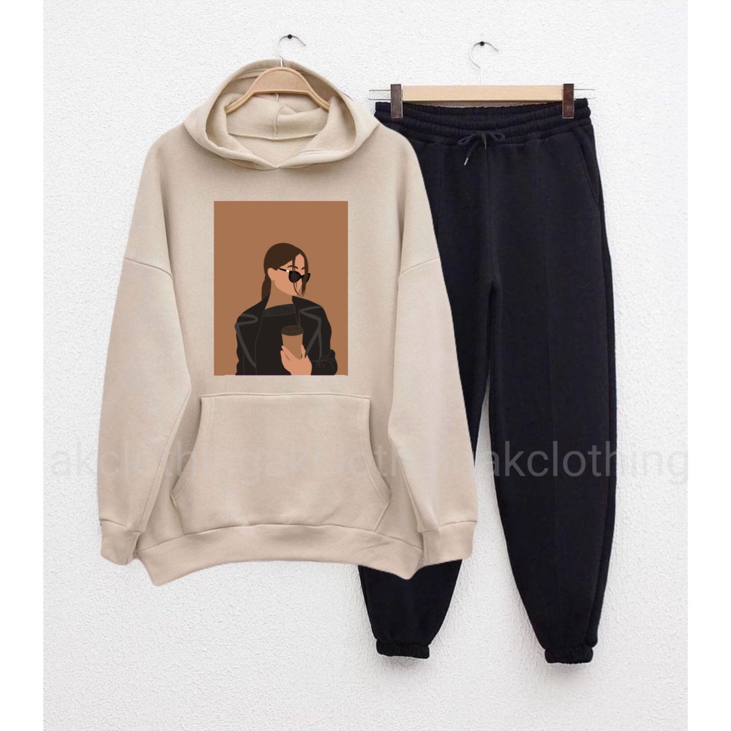 Coffee girl Skin hoodie Black Trouser Tracksuit