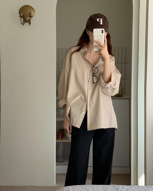 Skin Button Down With Black Flapper Trouser Cordset