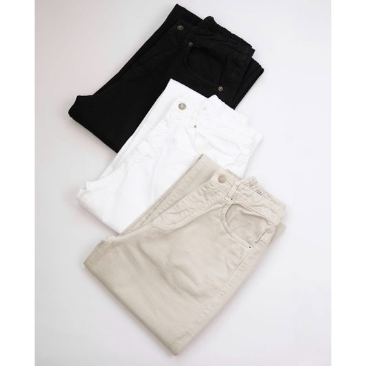 Pack of 3 wide leg jeans Beige White Black