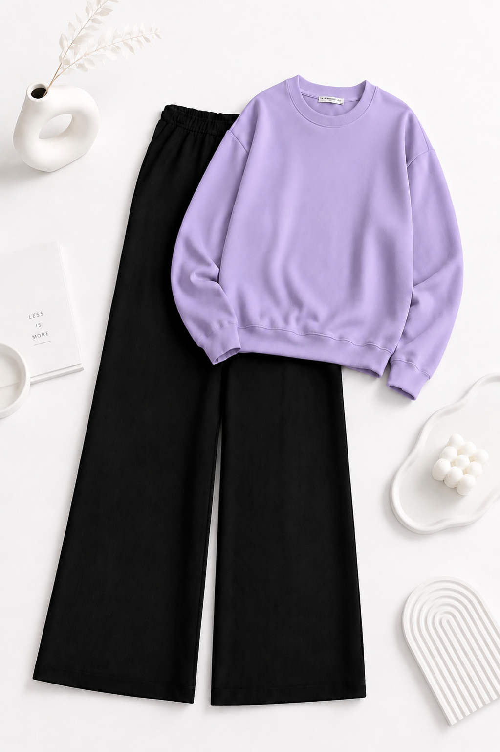 Lilac Sweatshirt with Black Flapper Trouser Tracksuit