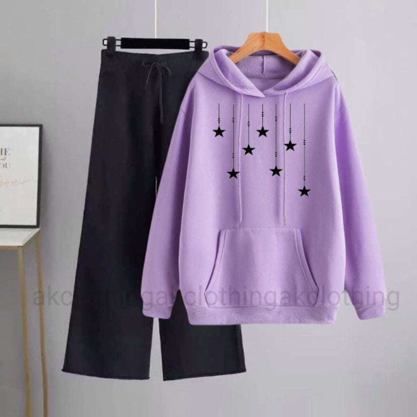 Lilac Hoodie Stars Black Flapper Tracksuit