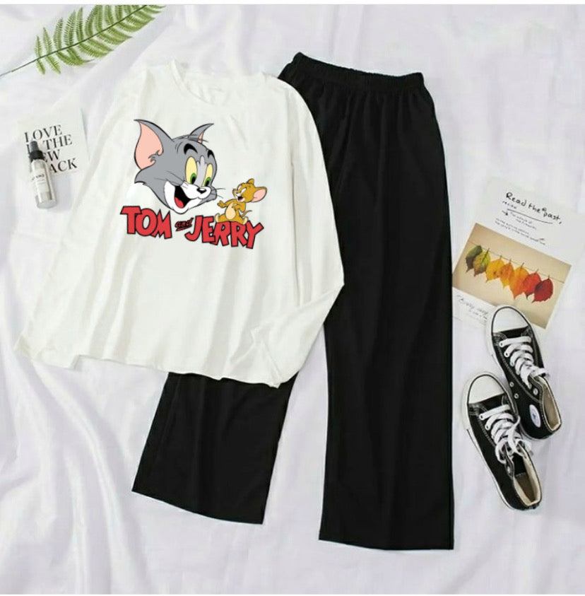 Tom & jerry Summer white black Flapper Track suit