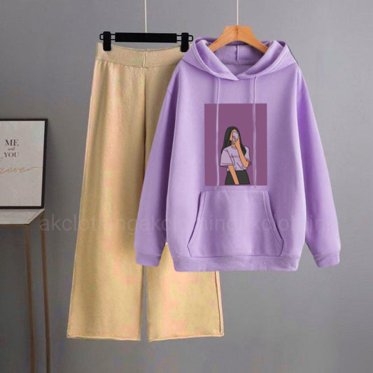 Lilac Hoodie Selfie Girl Beigh Flapper Tracksuit