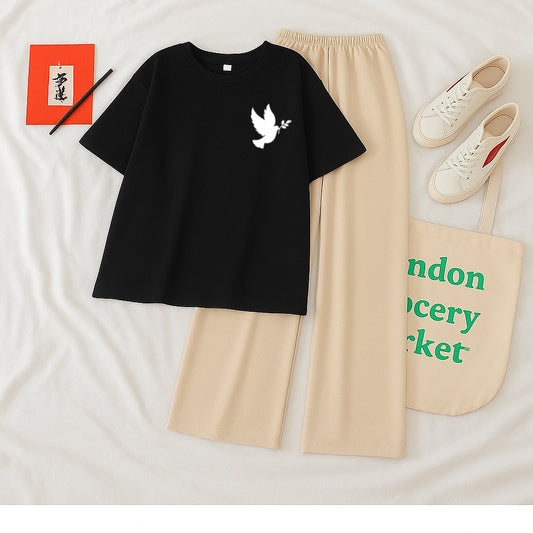 Pack of 2 Black Tshirt Birdp With Skin Flapper Trouser