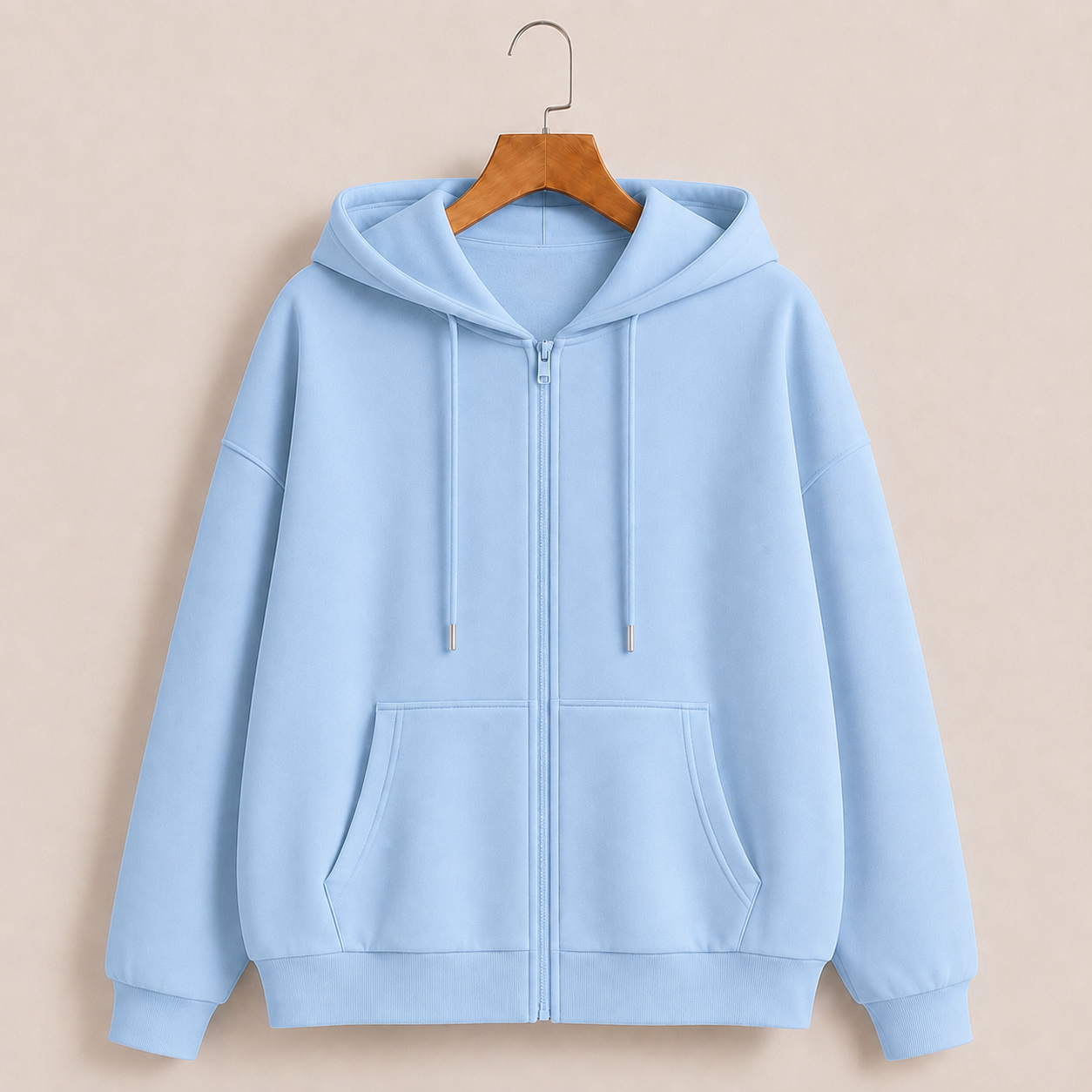 Sky blue Zipper Hoodie
