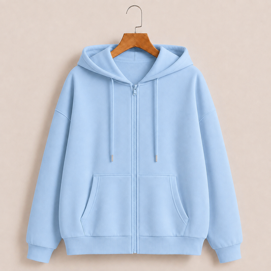 Sky blue Zipper Hoodie