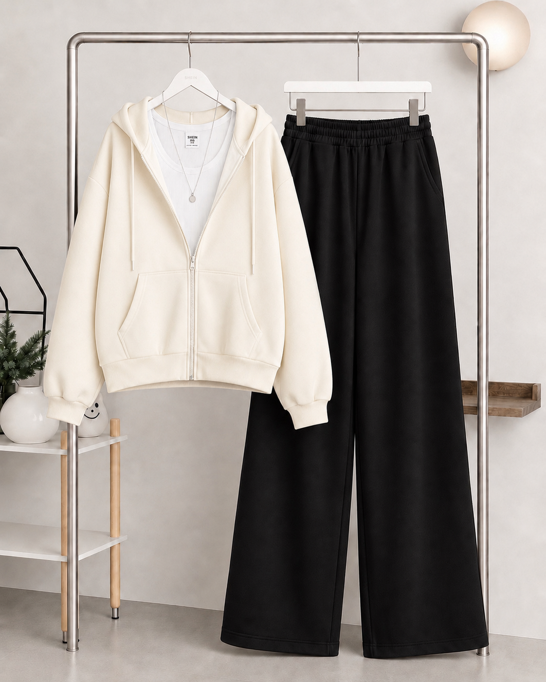 Skin Zipper + Inner with   Black Flapper Trouser Tracksuit
