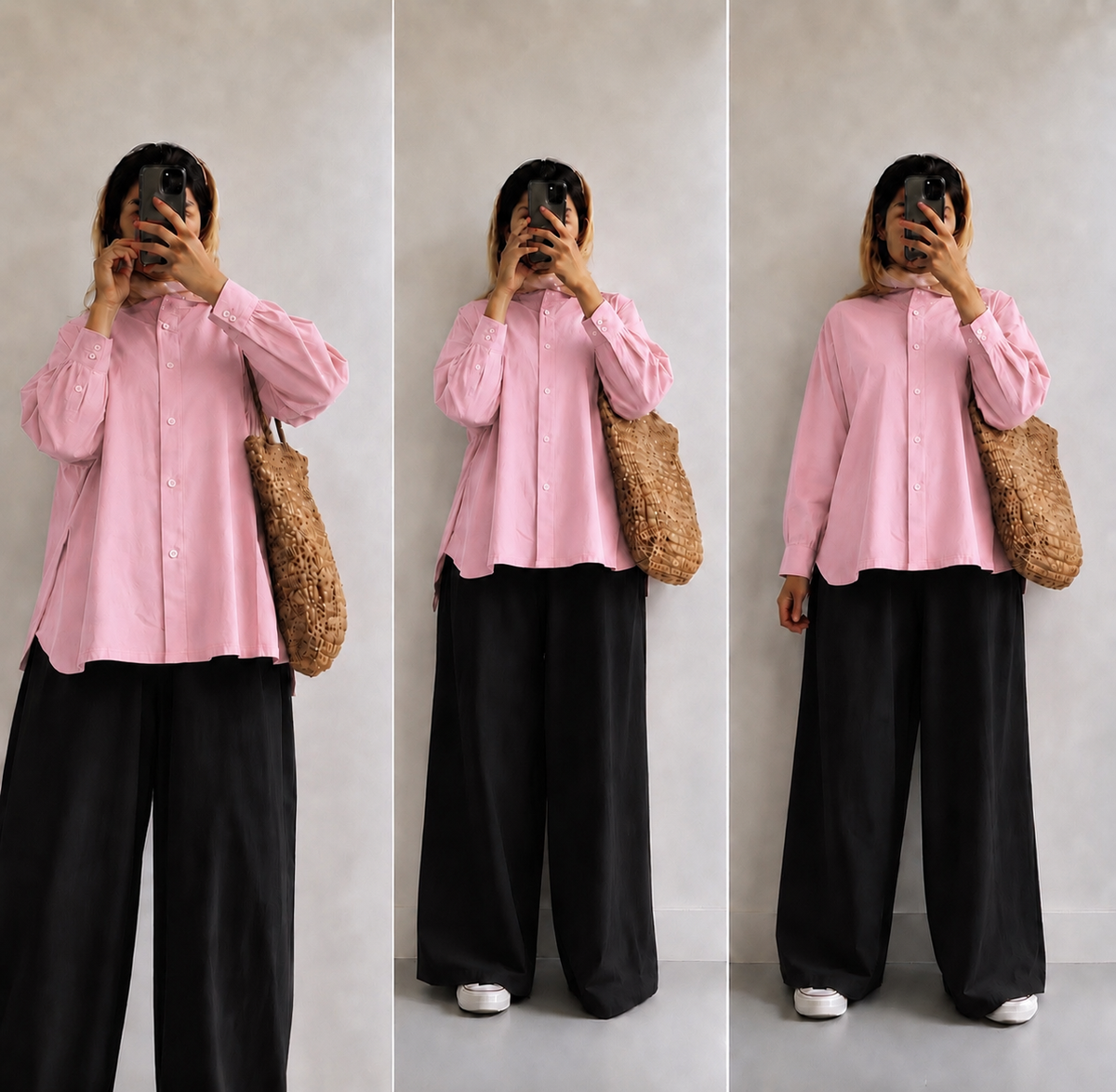 Pink button down with Black Flapper Cordset