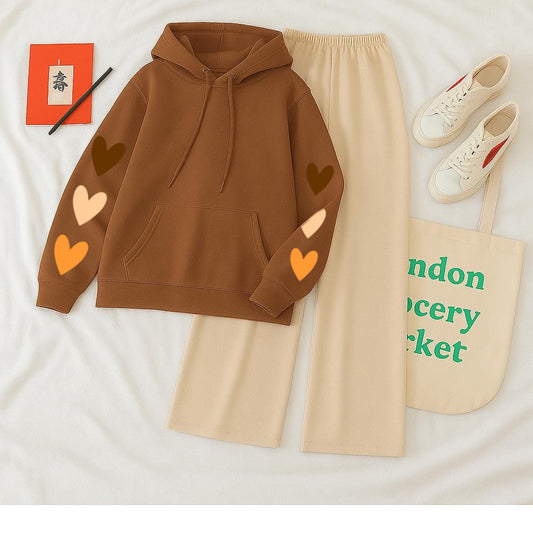 Heart multisleeves Brown Beige Flapper Tracksuit