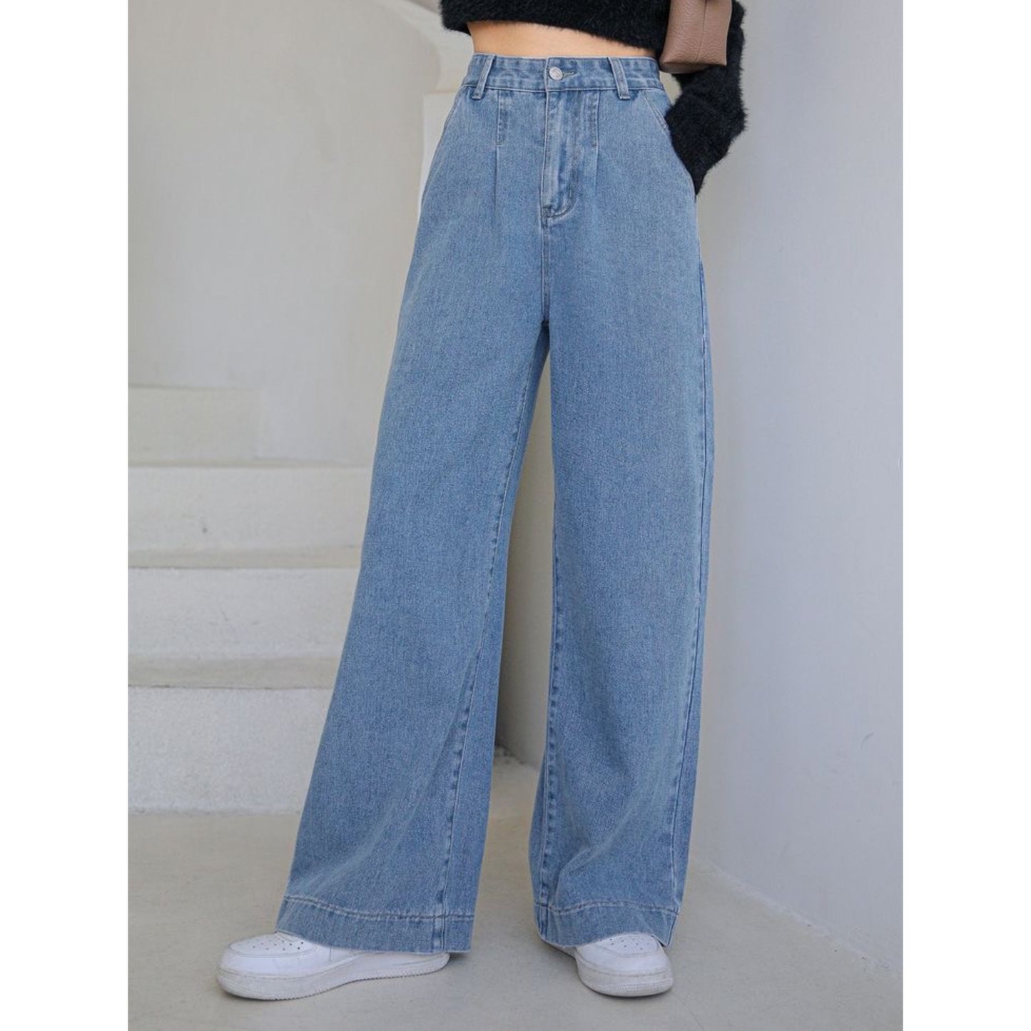 Mid Blue wide leg jeans