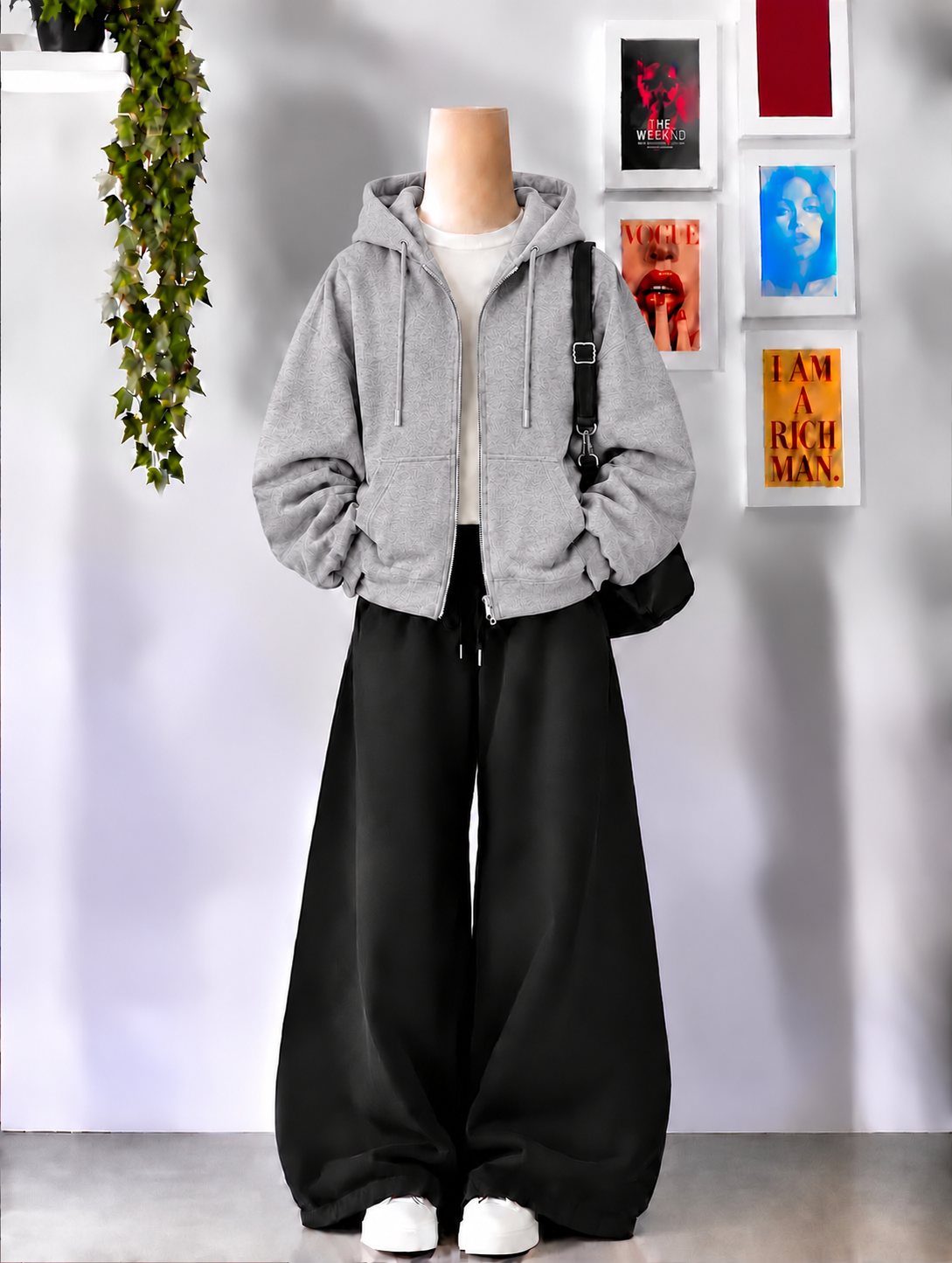 Grey Zipper + Inner  With Black Flapper Tracksuit
