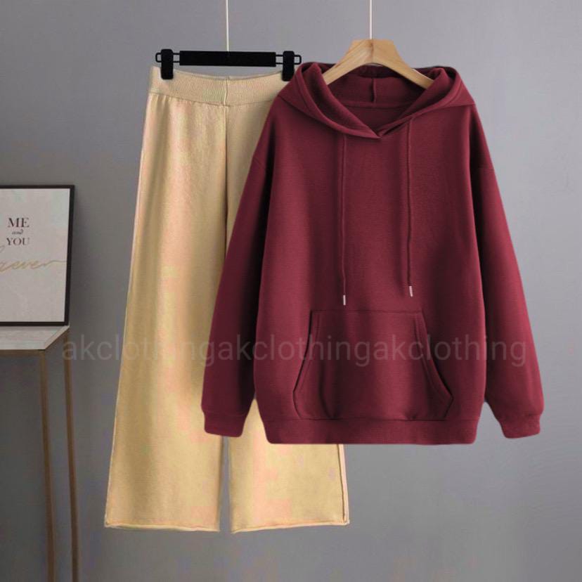 Maroon Hoodie Beigh Flapper Track suit