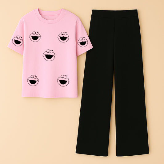 Smileys Pink Black Flapper Summer Tracksuit