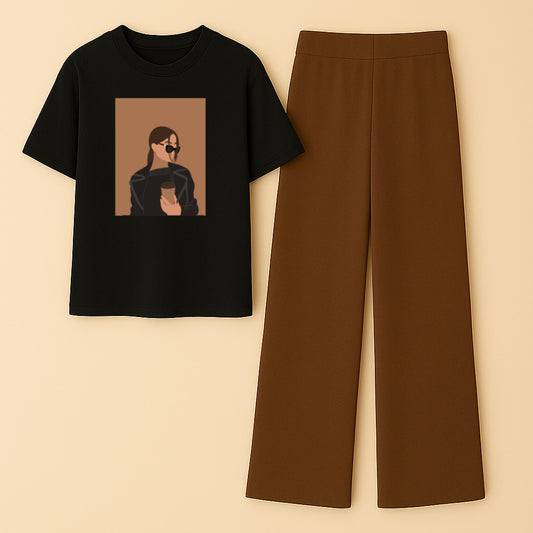 Coffee girl Black Brown Flapper Summer Tracksuit