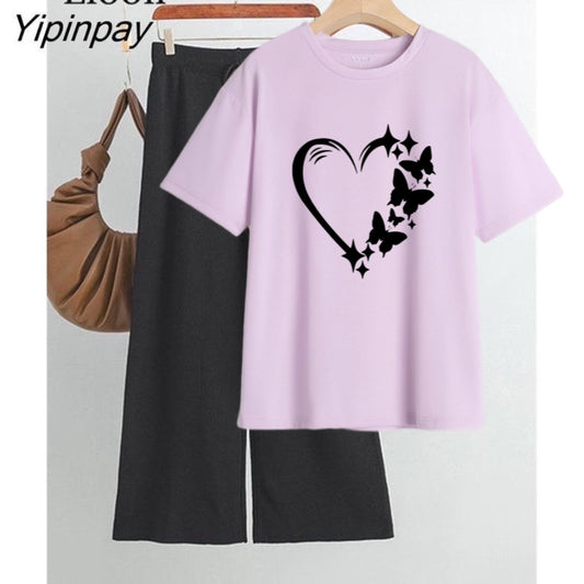 Butterfly heart lilac black flapper summer tracksuit