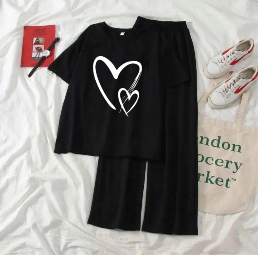 Double Heart Black Tracksuit
