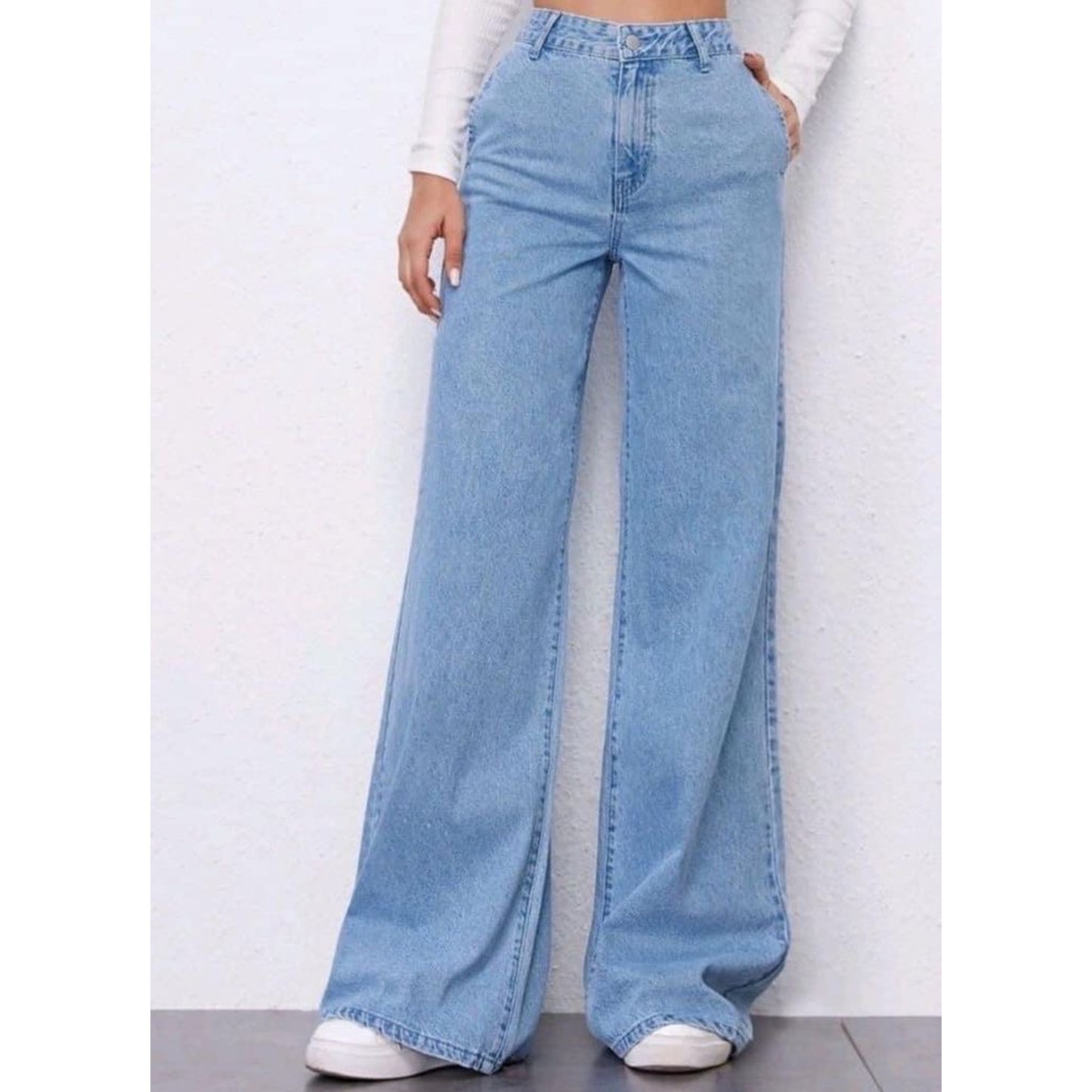 Ice blue wide leg jeans