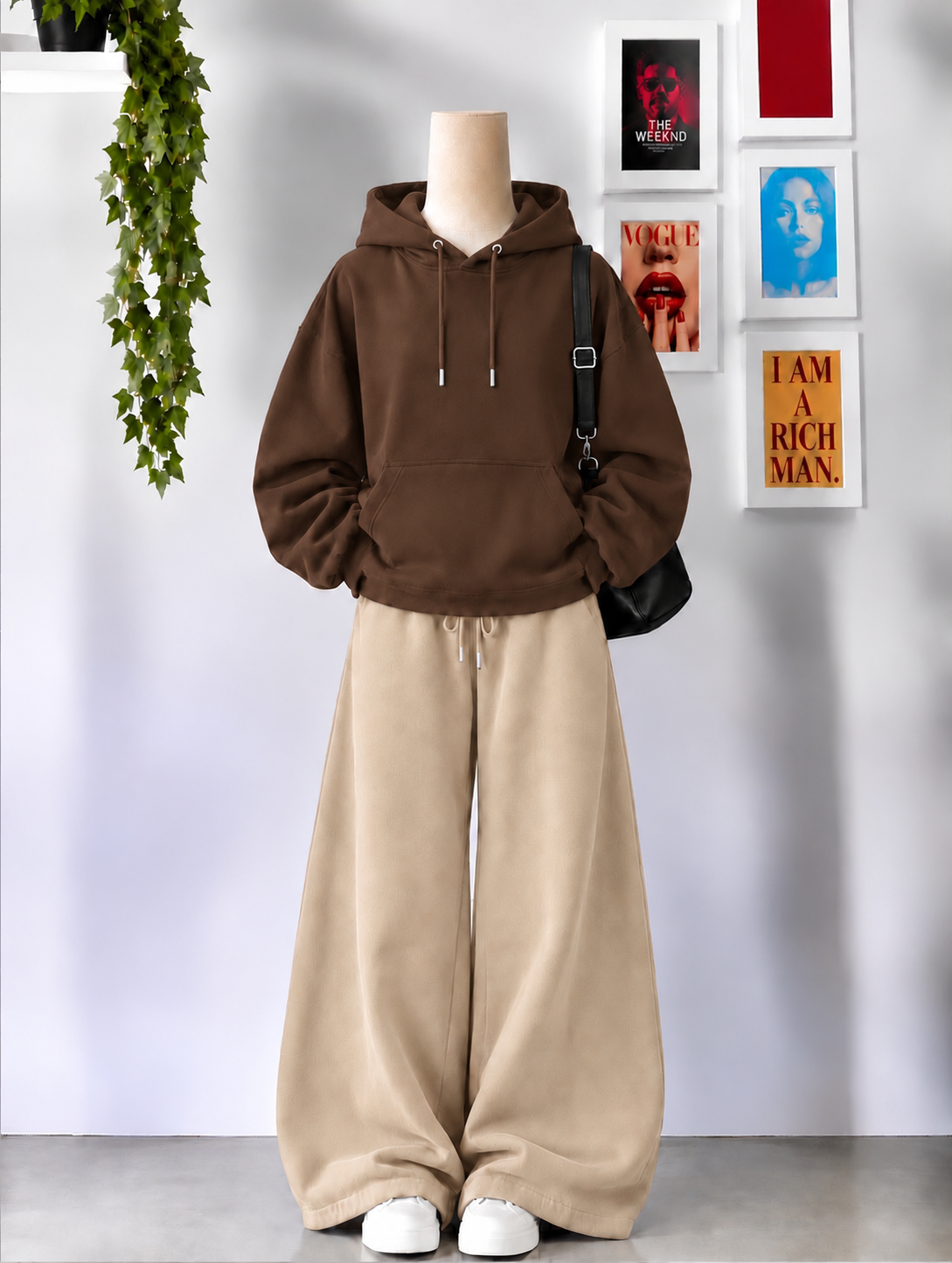 Brown Hoodie With Beige Flapper Tracksuit