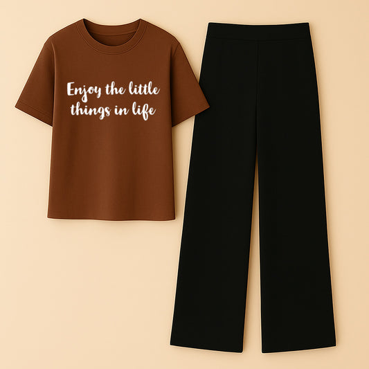 Enjoy the little thing Brown Black Flapper Summer Tracksuit
