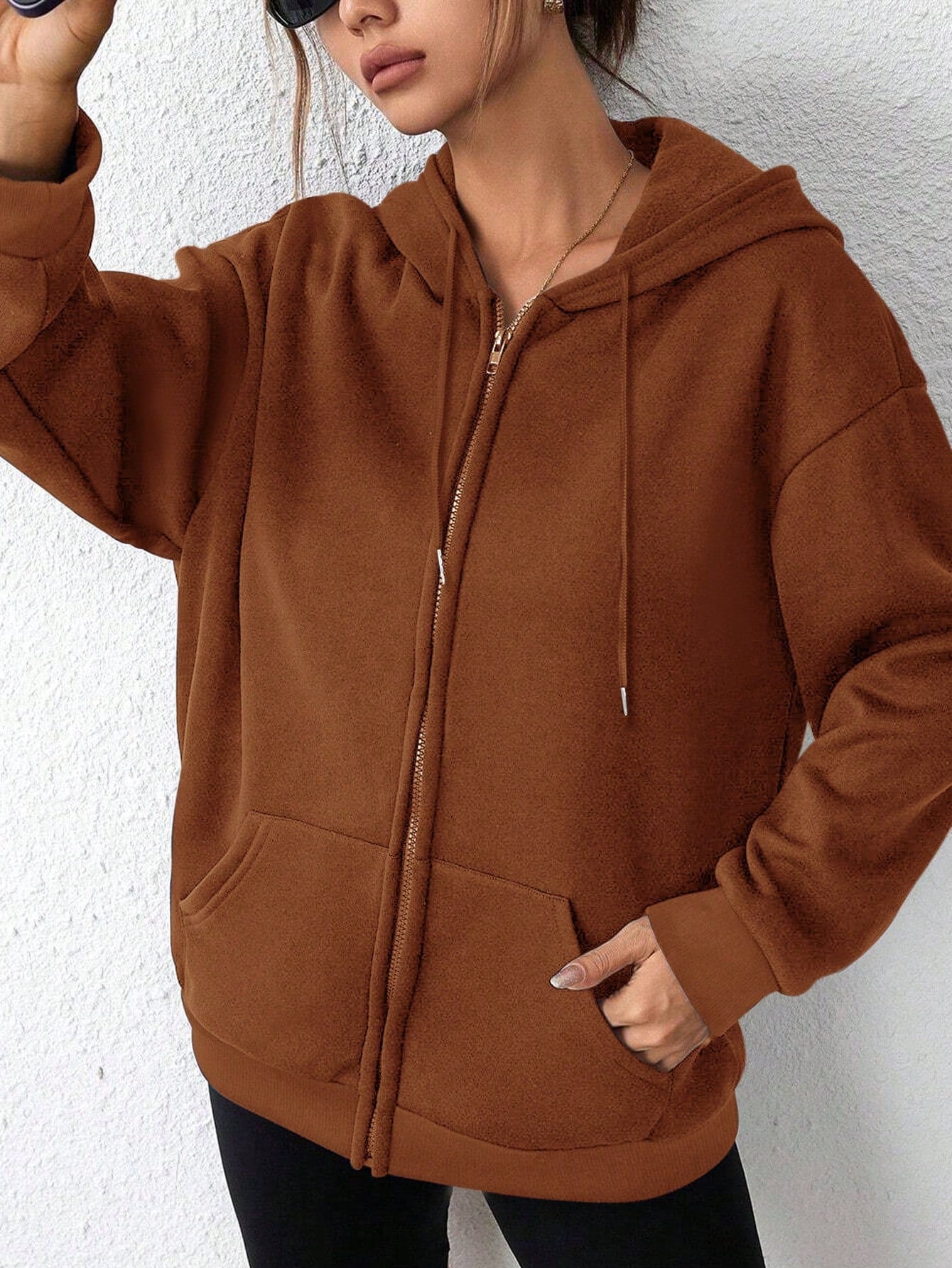 Zipper Hoodie Brown