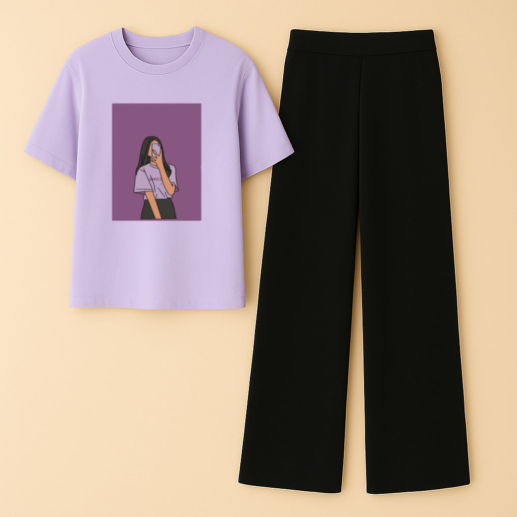 Selfie Girl Lilac Black Flapper Summer Tracksuit