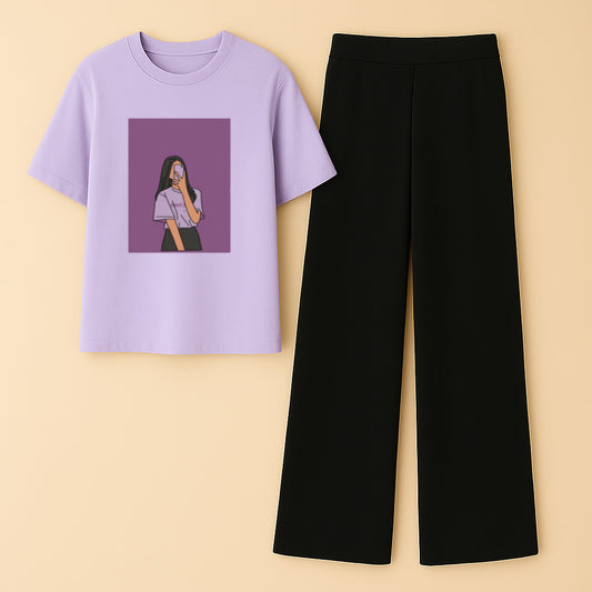 Selfie Girl Lilac Black Flapper Summer Tracksuit