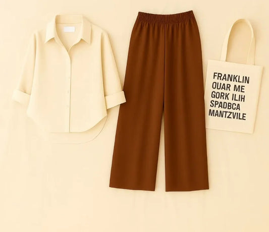 Skin Button Down With Brown Flapper Cordset