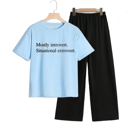 Mostly introvert situation extrovert sky black flapper summer track suit