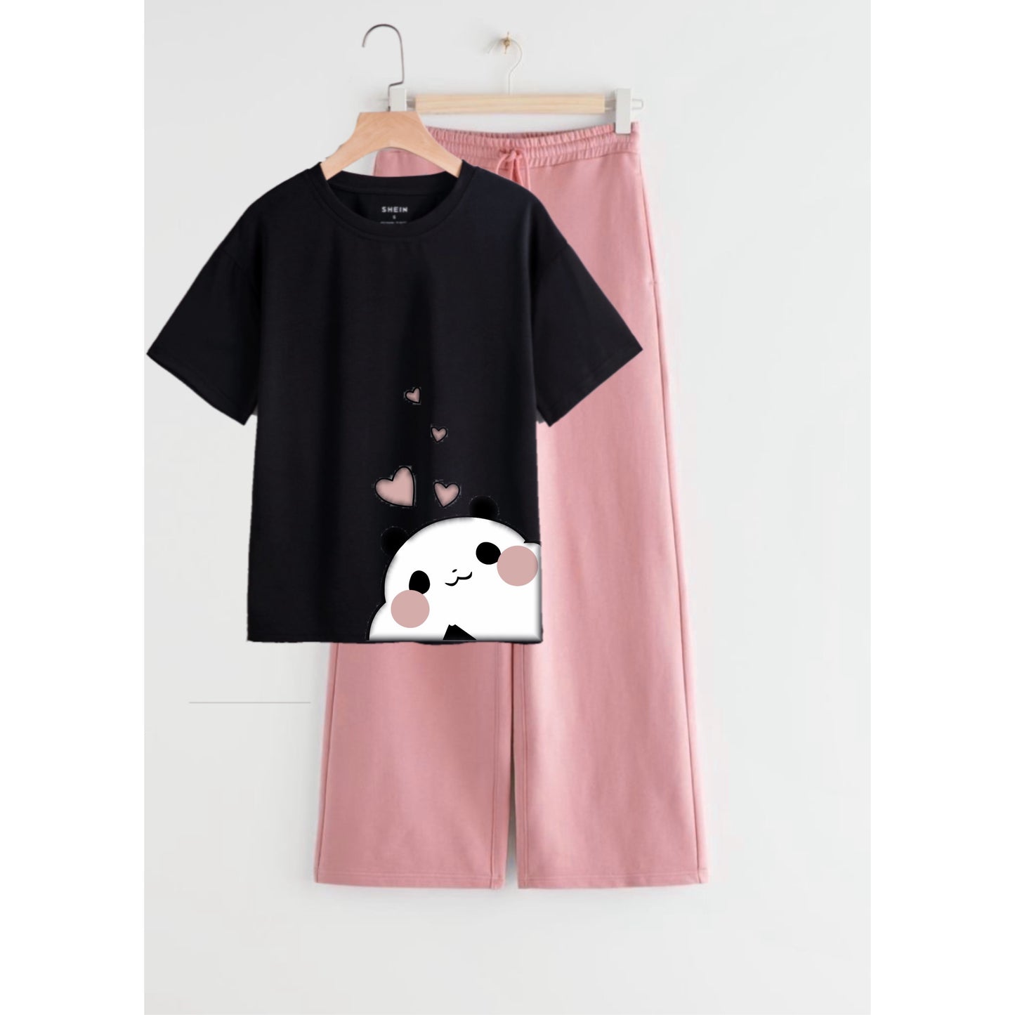 Love panda black pink Summer Flapper Tracksuit