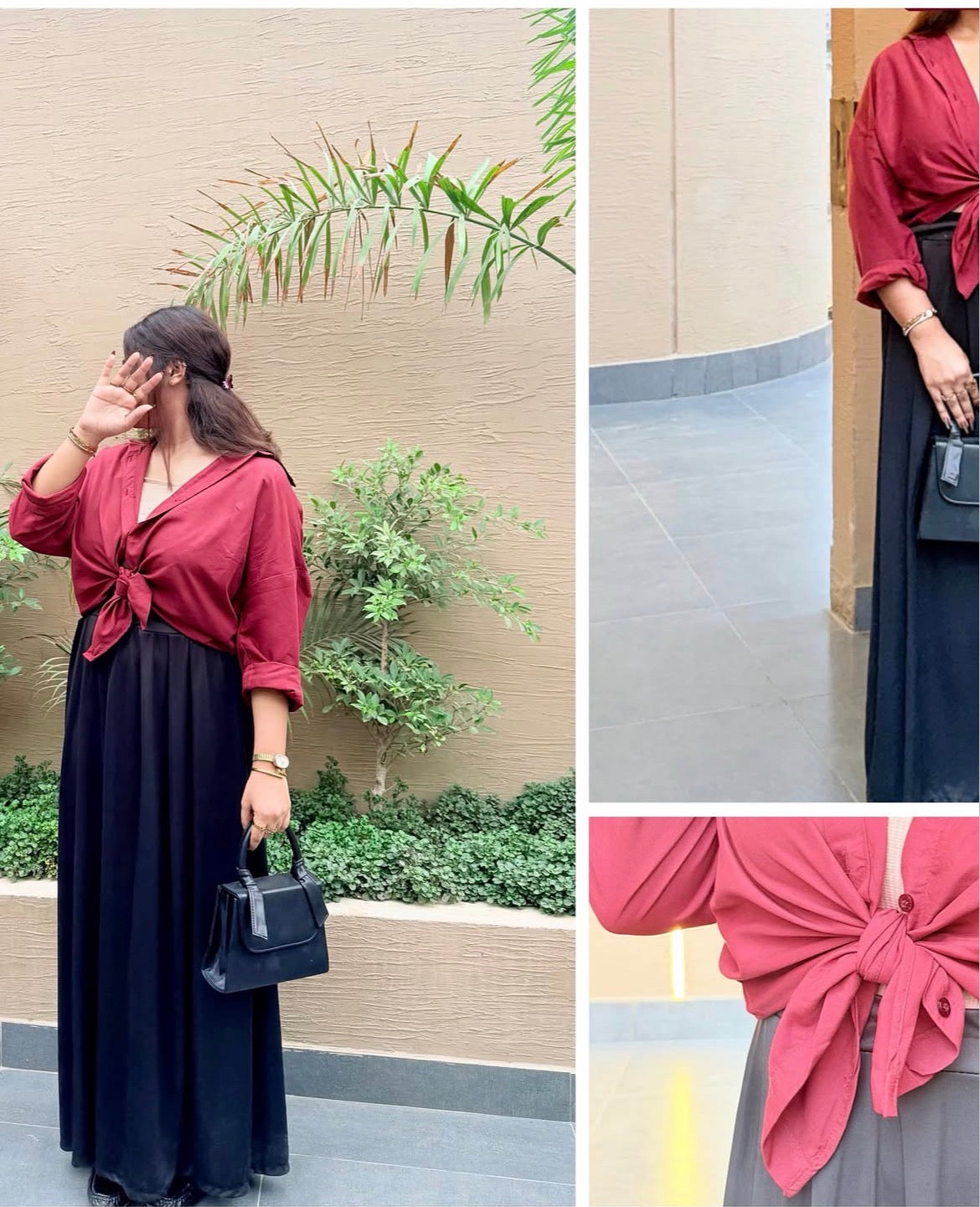Pack of 2 of Maroon Button down with  Black Skirt