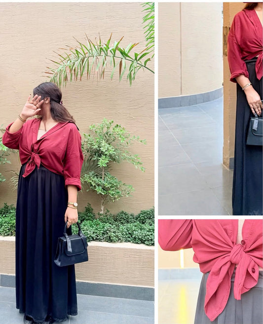 Pack of 2 of Maroon Button down with  Black Skirt