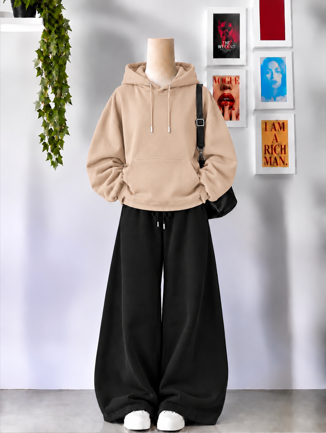 Skin Hoodie With Black Flapper Tracksuit