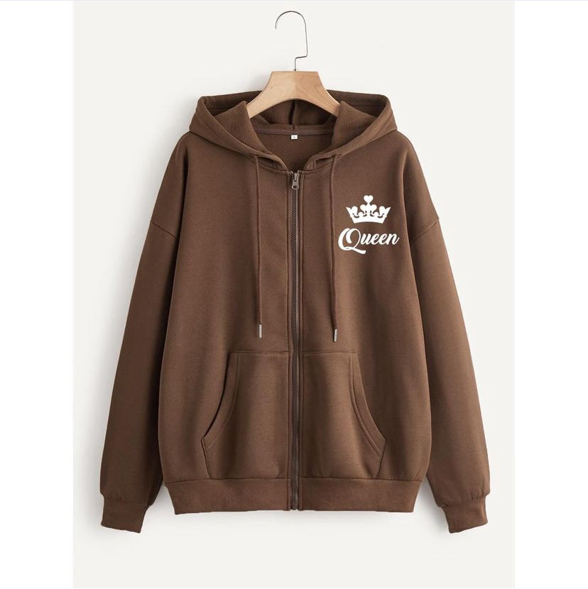 Zip-Up Hoodie Coffee brown Queenp