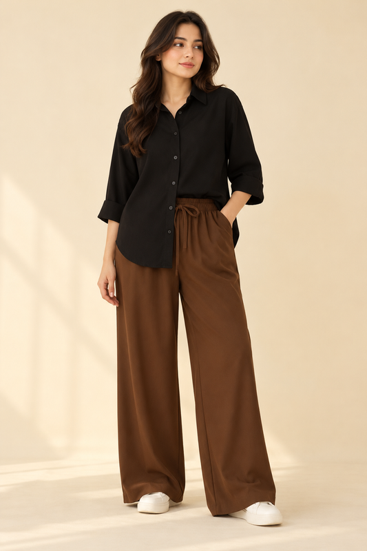 Black Button Down With Brown Flapper Cordset