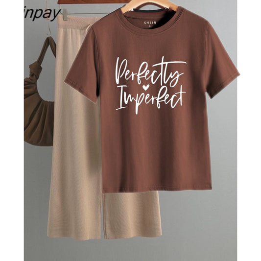 Beigh flapper brown Tshirt prefectly imperfect cordset