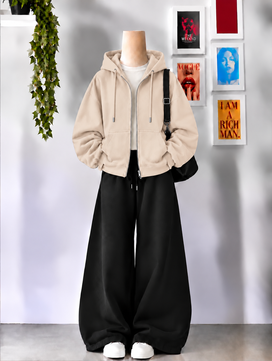 Skin Zipper + Inner  With Black Flapper Tracksuit