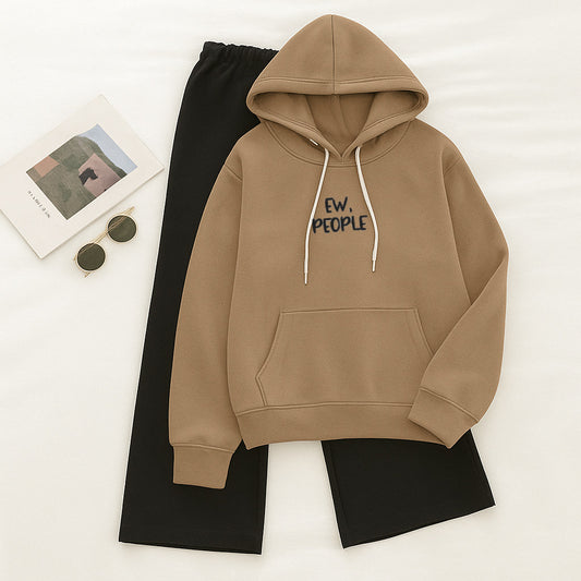 Eww people coffee brown Black Flapper Tracksuit