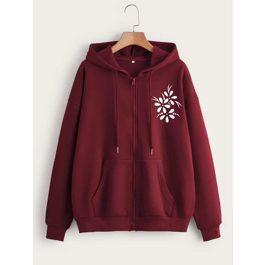 Zip-Up Hoodie Maroon dotflowerp