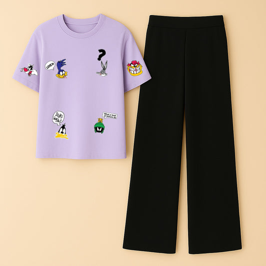 Loney tones Lilac Black Flapper Summer Tracksuit
