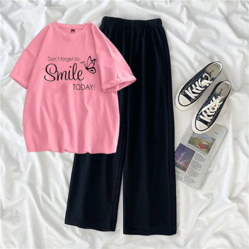 Smile today pink black flapper summer tracksuit