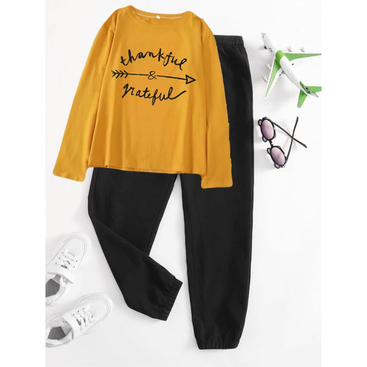 Thankful gratefull mustard full black Trouser summer track suit