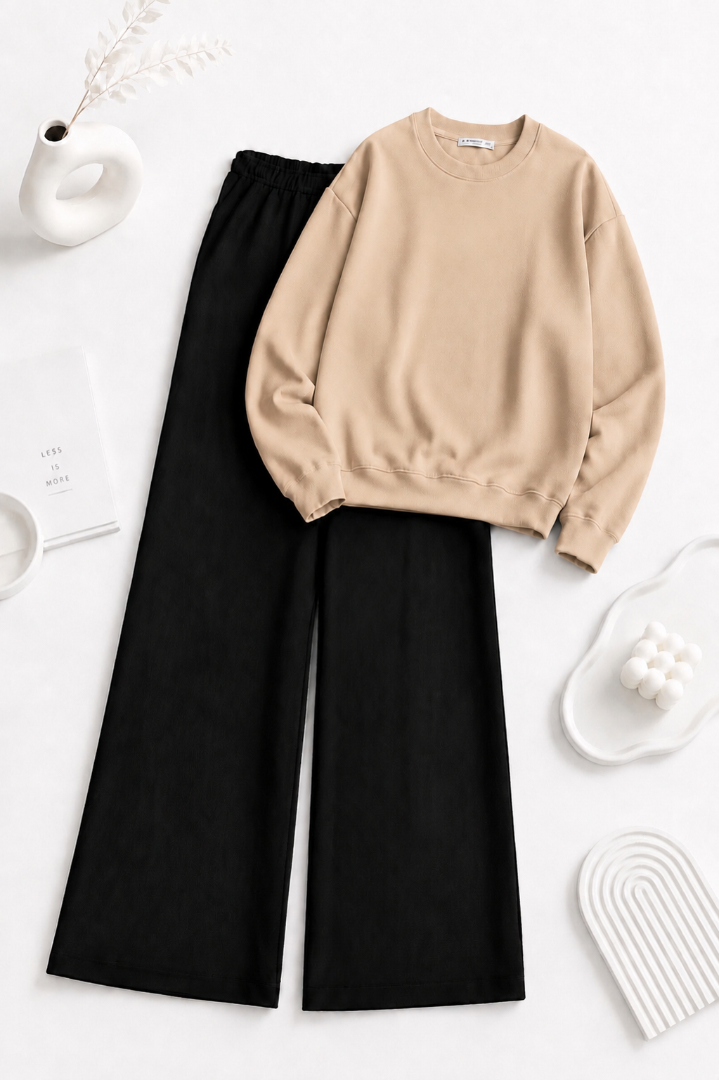 Skin Sweatshirt with Black Flapper Trouser Tracksuit
