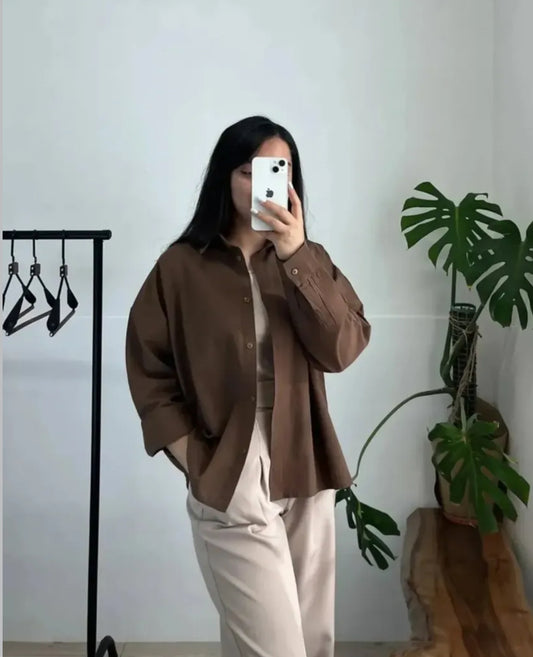 Brown button down shirt