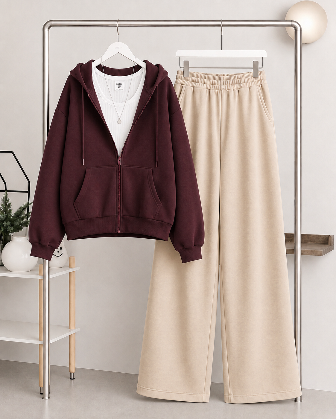 Maroon Zipper + Inner with  Skin  Flapper Trouser Tracksuit