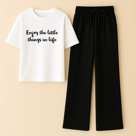 Enjoy the little thing white Black Flapper Summer Tracksuit
