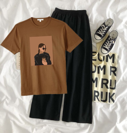 Coffee girl brown black flapper summer Track suit