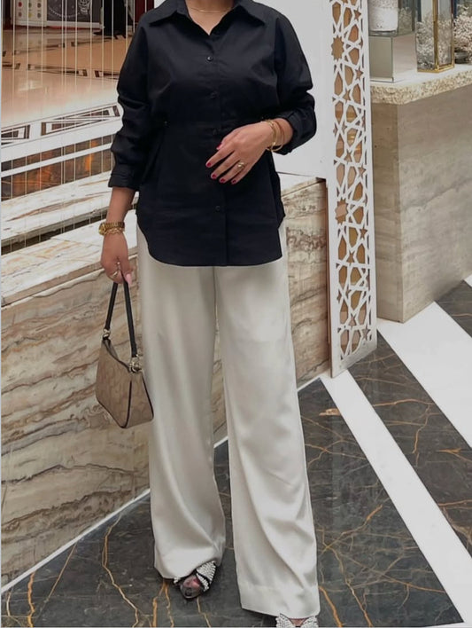 Black Button Down With Skin Flapper Cordset